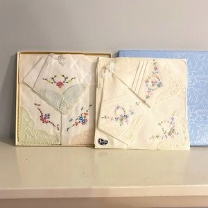 Vintage Ladies Hankies - 2 Sets of 3